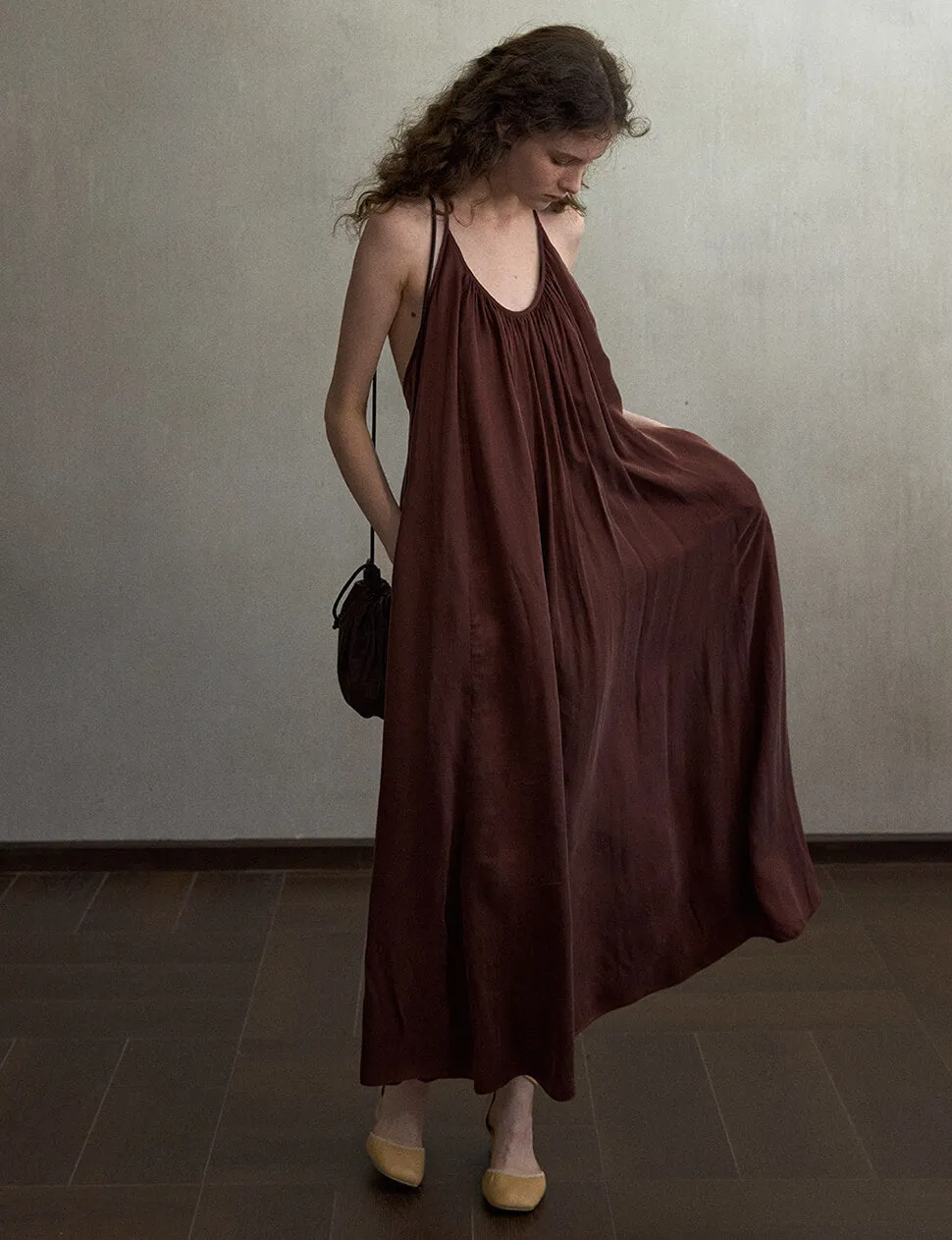 Beaded Brown T-Strap Open Back Dress-PREORDER sold by Pixie Market product image thumbnail 5