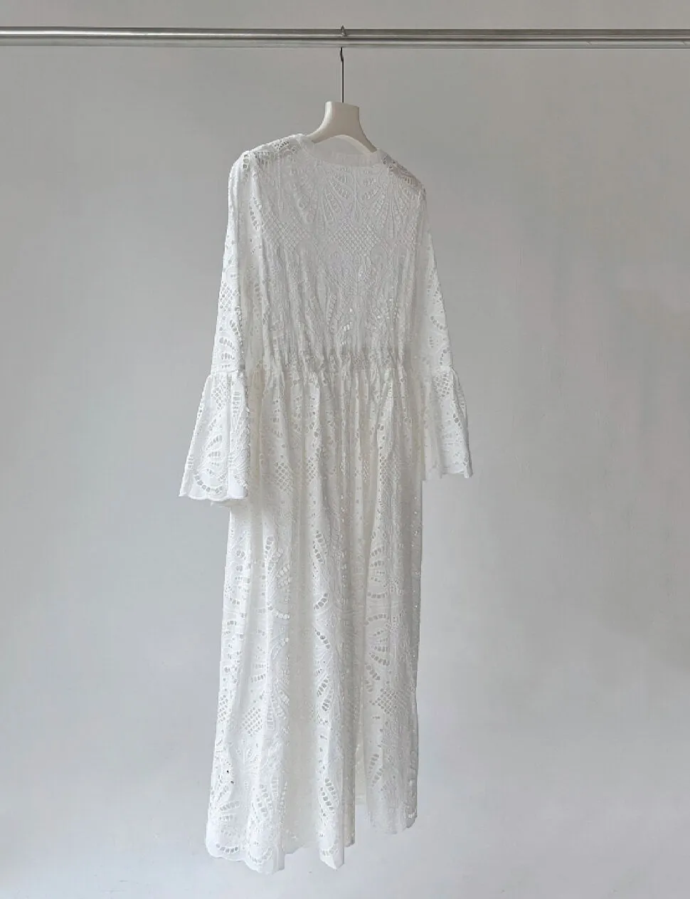 The White Eyelet Flare Sleeve Cover-Up Dress-PREORDER sold by Pixie Market product image thumbnail 5
