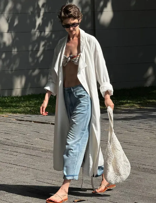 White Oversized Lightweight Belted Trench Coat-PREORDER made by Pixie Market