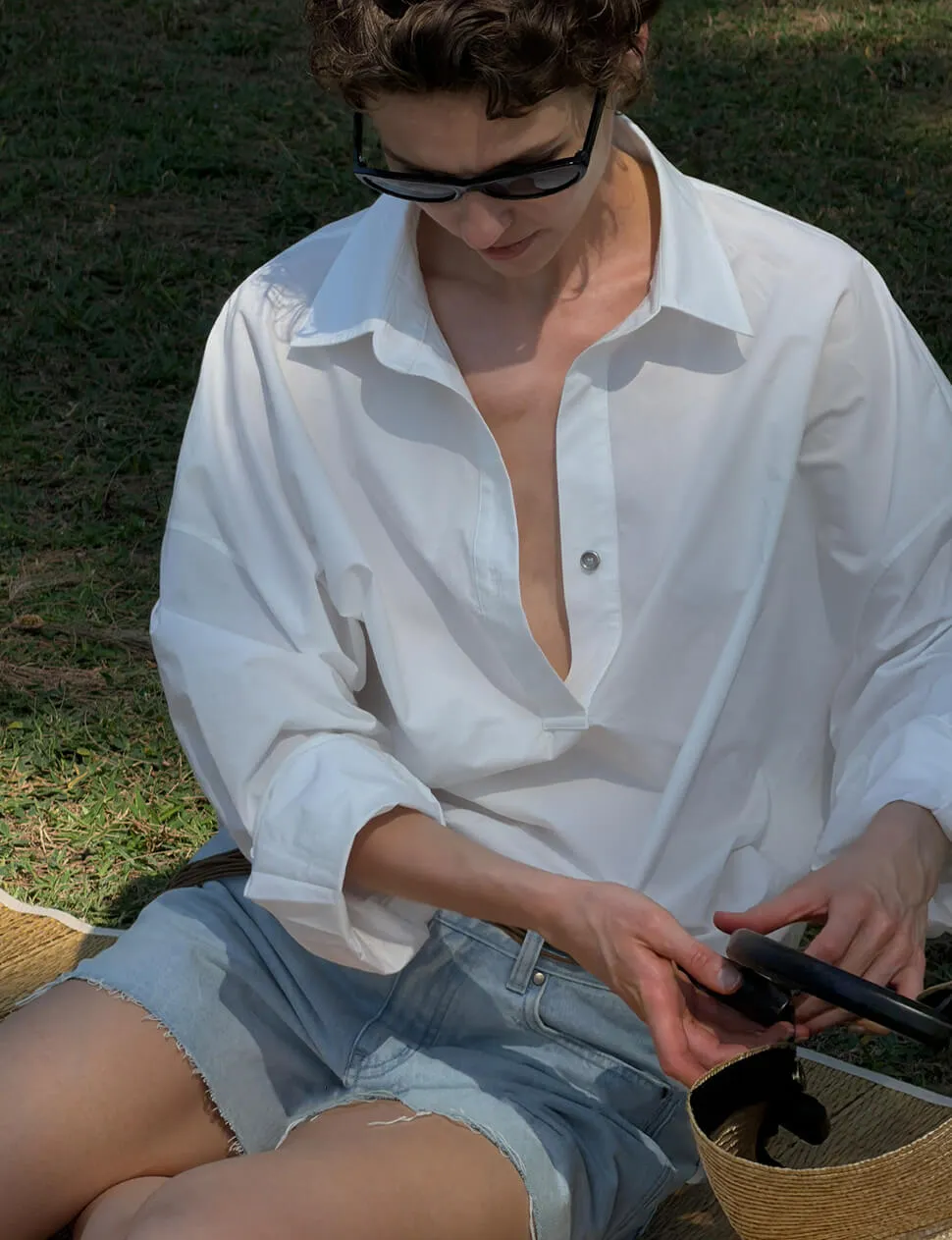 White Oversized Polo Collar Shirt-PREORDER sold by Pixie Market product image thumbnail 3