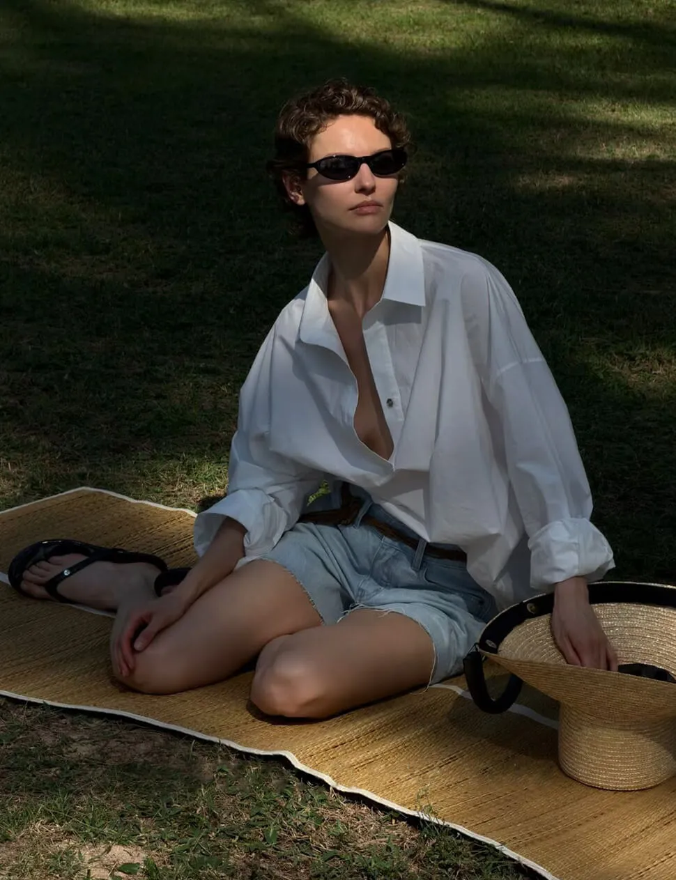 White Oversized Polo Collar Shirt-PREORDER sold by Pixie Market