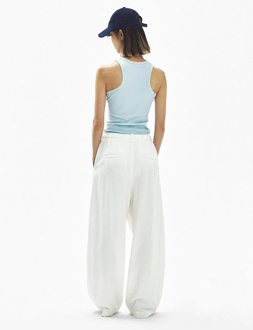 Wide-Leg Drawstring Trousers in White-PREORDER sold by Pixie Market product image thumbnail 3