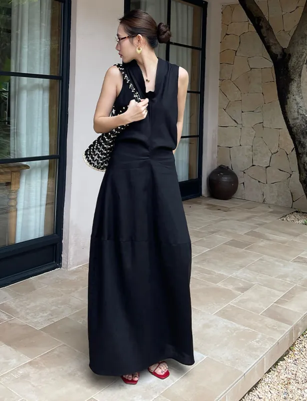 Cowl Neck Sleeveless Paneled Maxi Dress made by Pixie Market