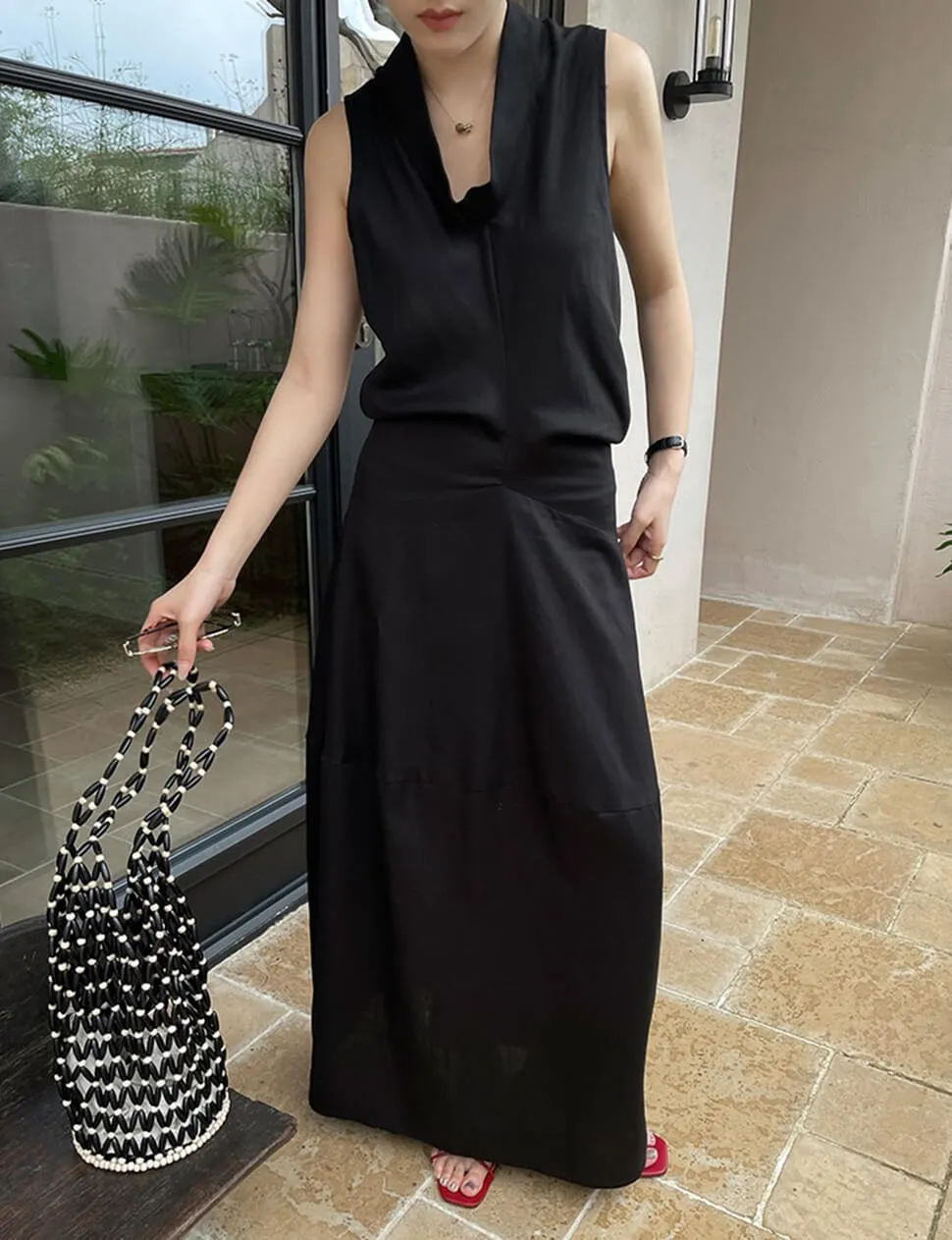Cowl Neck Sleeveless Paneled Maxi Dress sold by Pixie Market product image thumbnail 3