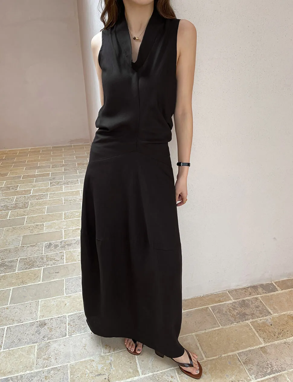 Cowl Neck Sleeveless Paneled Maxi Dress sold by Pixie Market product image thumbnail 4