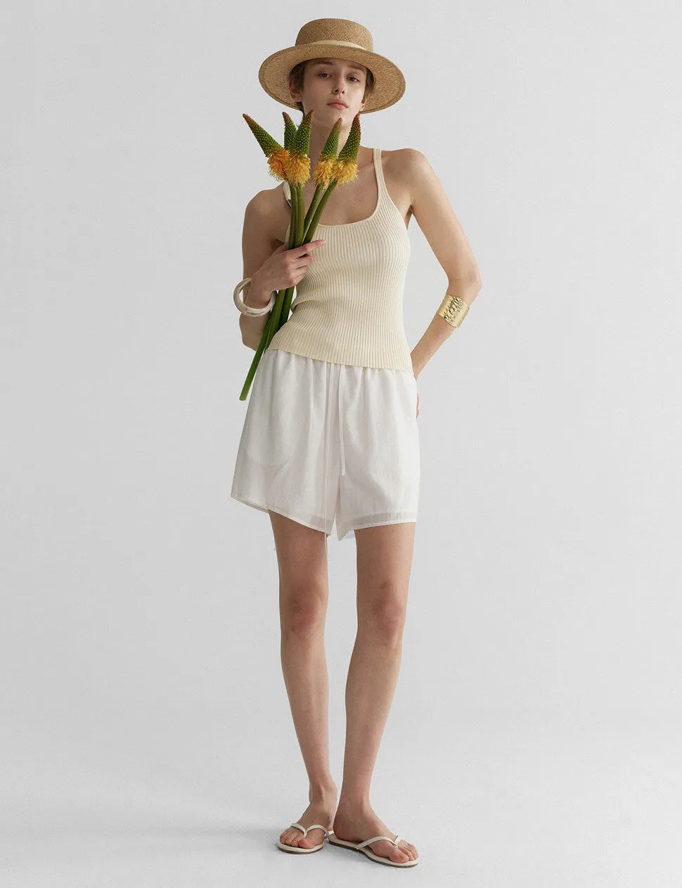 Metal Bar Ribbed Tank in Vanilla sold by Pixie Market product image thumbnail 3