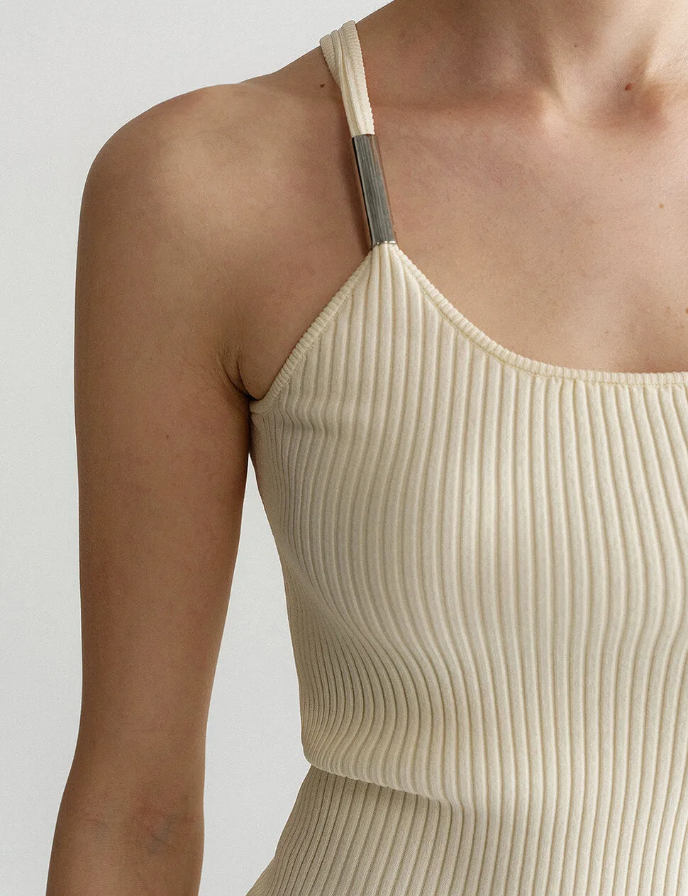 Metal Bar Ribbed Tank in Vanilla sold by Pixie Market product image thumbnail 2