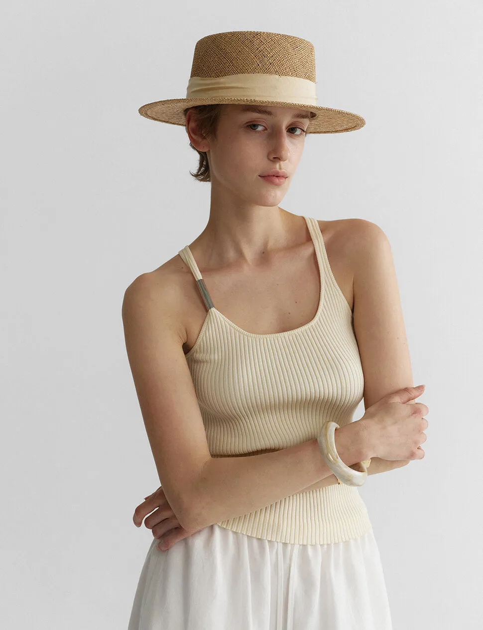 Metal Bar Ribbed Tank in Vanilla sold by Pixie Market product image thumbnail 4
