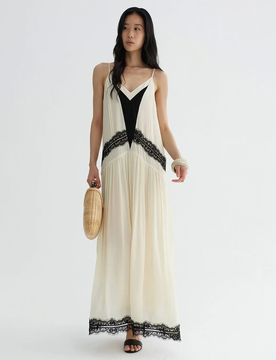 Ivory Lace-Trim Slip Maxi Dress-PREORDER sold by Pixie Market product image thumbnail 3