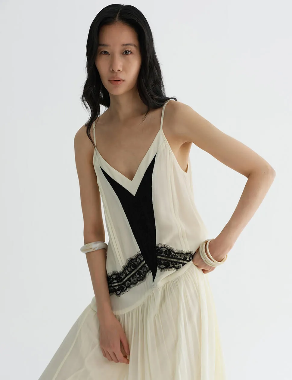 Ivory Lace-Trim Slip Maxi Dress-PREORDER sold by Pixie Market product image thumbnail 4