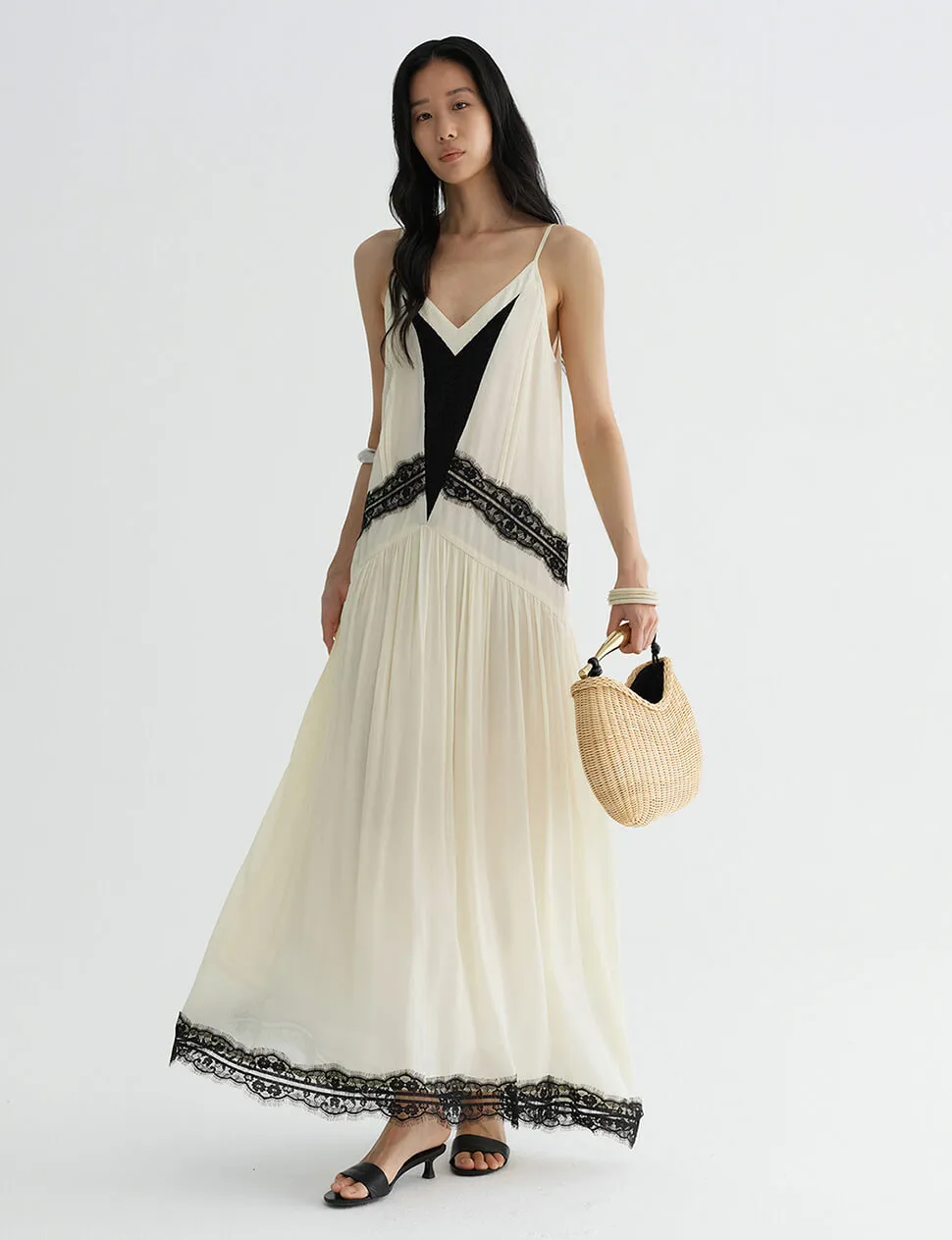 Ivory Lace-Trim Slip Maxi Dress-PREORDER sold by Pixie Market product image thumbnail 5