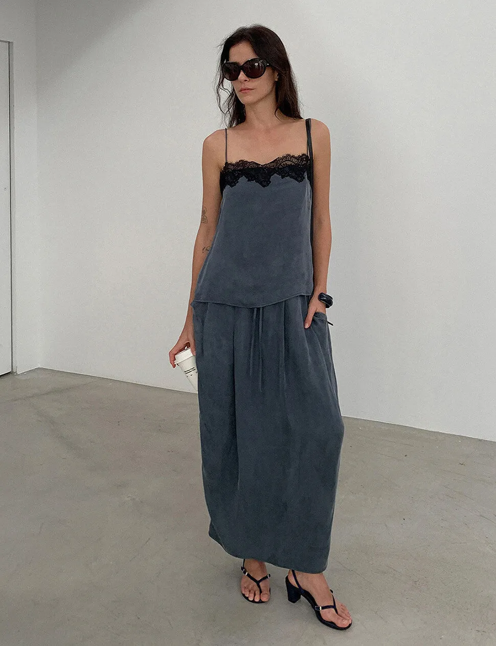 Lace Trim Slip Cami Top in Slate sold by Pixie Market product image thumbnail 4