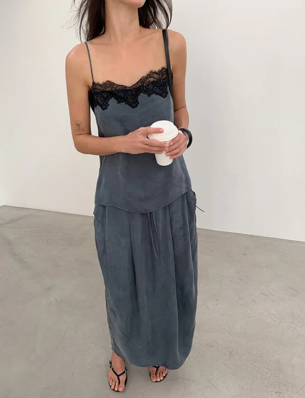 Lace Trim Slip Cami Top in Slate made by Pixie Market