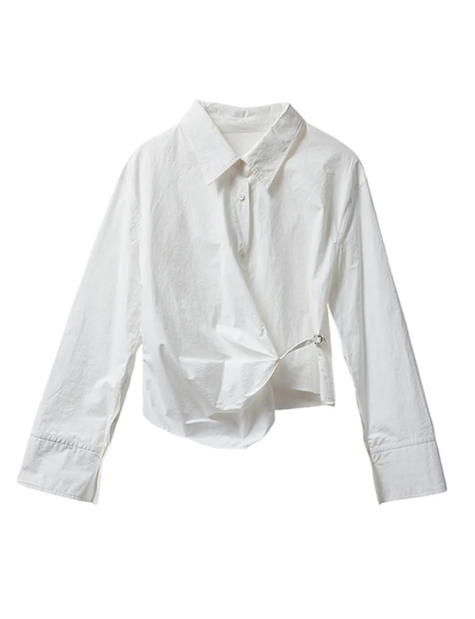 White Asymmetric Twisted Front Cropped Shirt-PREORDER sold by Pixie Market product image thumbnail 4