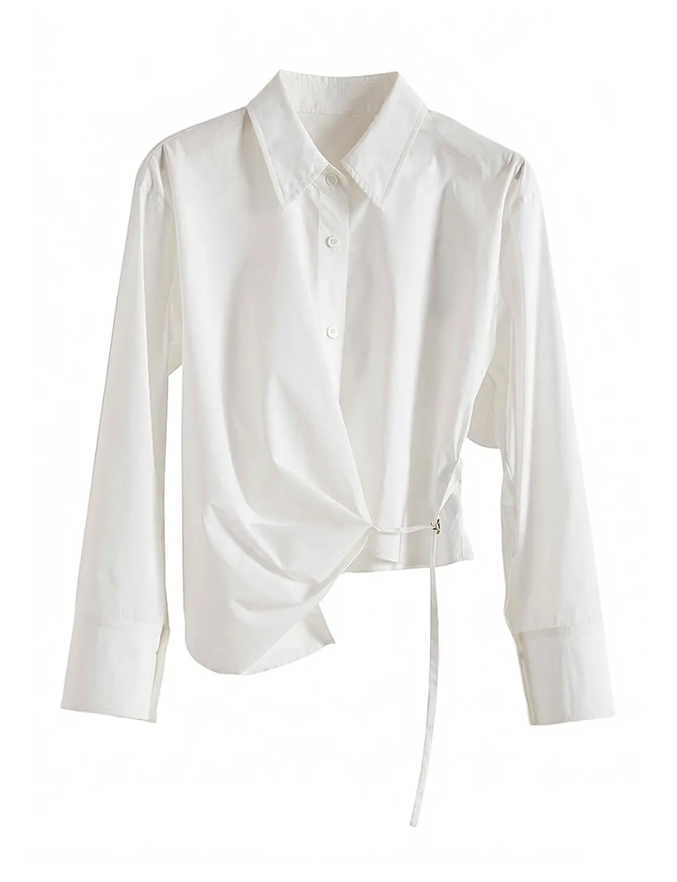 White Asymmetric Twisted Front Cropped Shirt-PREORDER sold by Pixie Market product image thumbnail 5