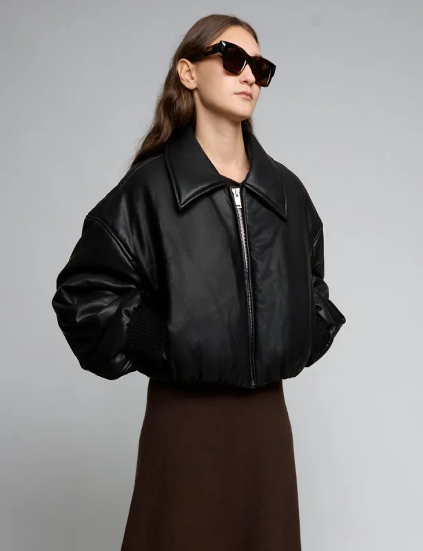 Black Faux-Leather Bomber Jacket-BESTSELLER sold by Pixie Market