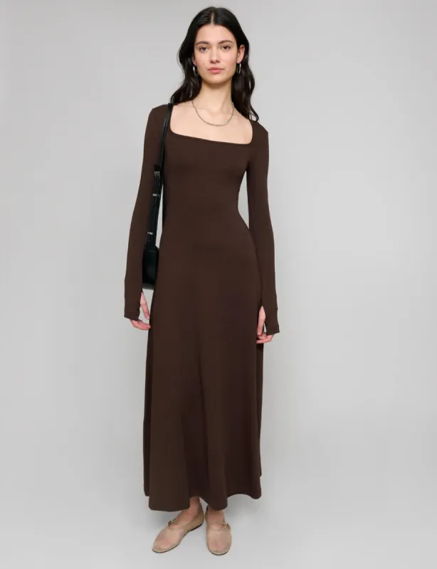Brown Maxi Jersey Dress-BESTSELLER sold by Pixie Market
