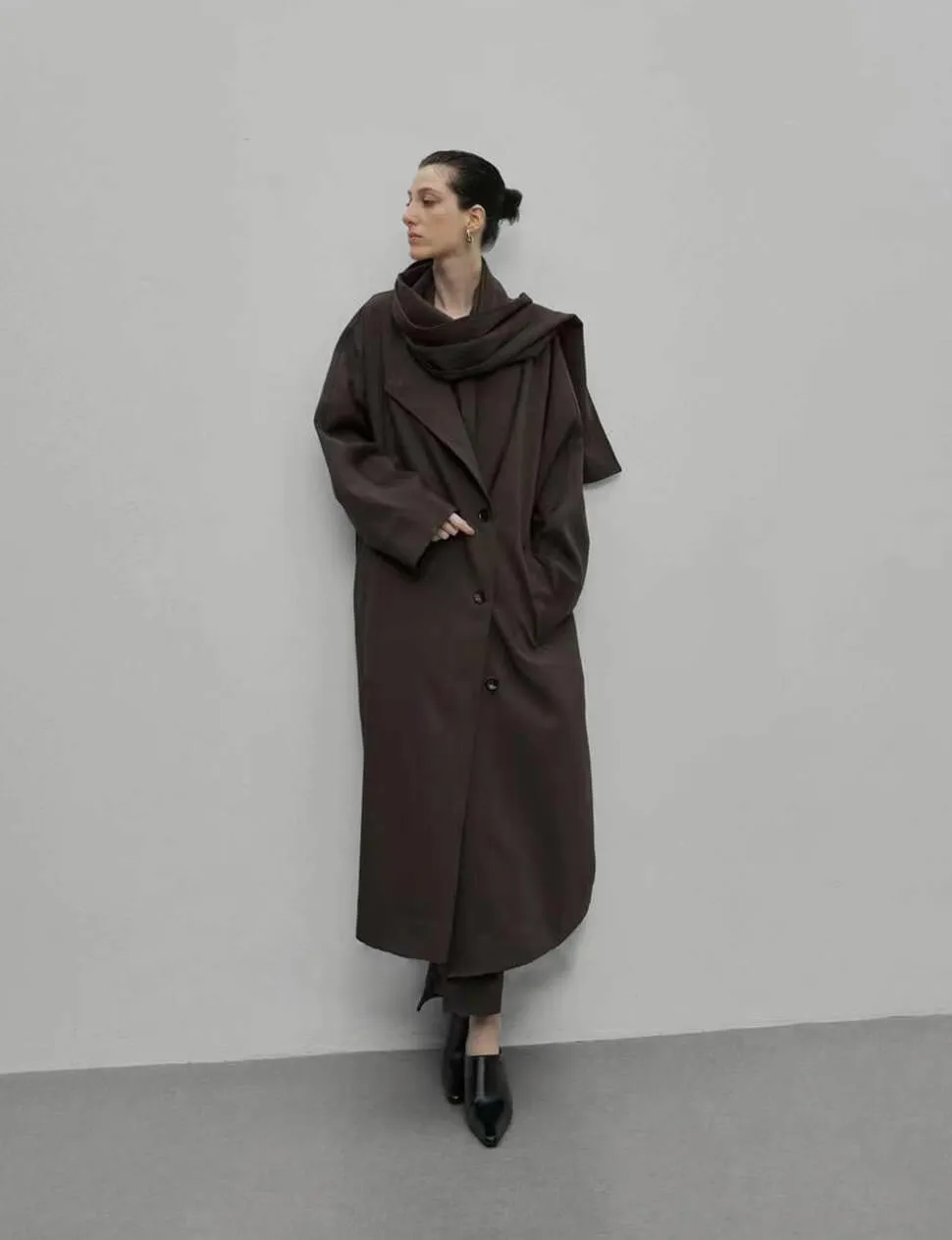 Brown Scarf Coat sold by Pixie Market product image thumbnail 5