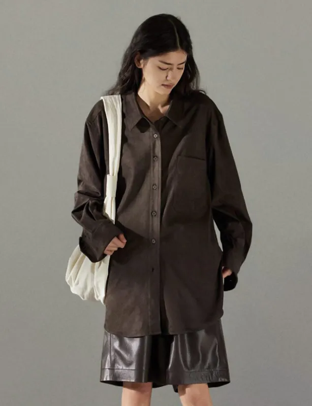 Suede Oversized Shirt sold by Pixie Market
