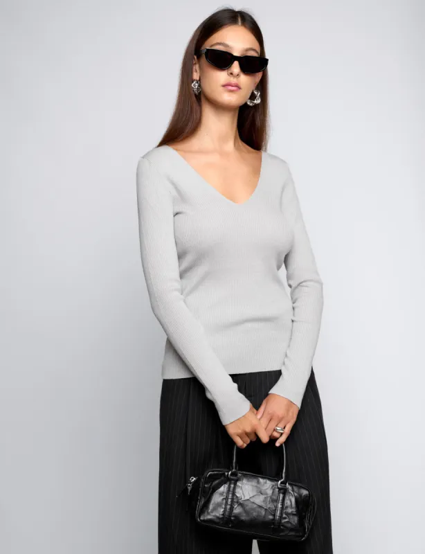 Deep V-neck Knit Top sold by Pixie Market