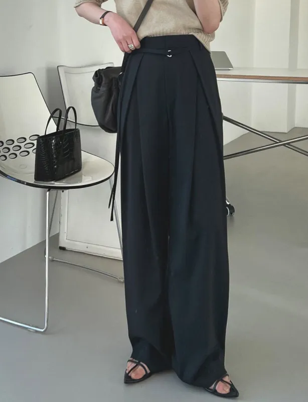 Zoe Belted Pants in Black-BESTSELLER sold by Pixie Market