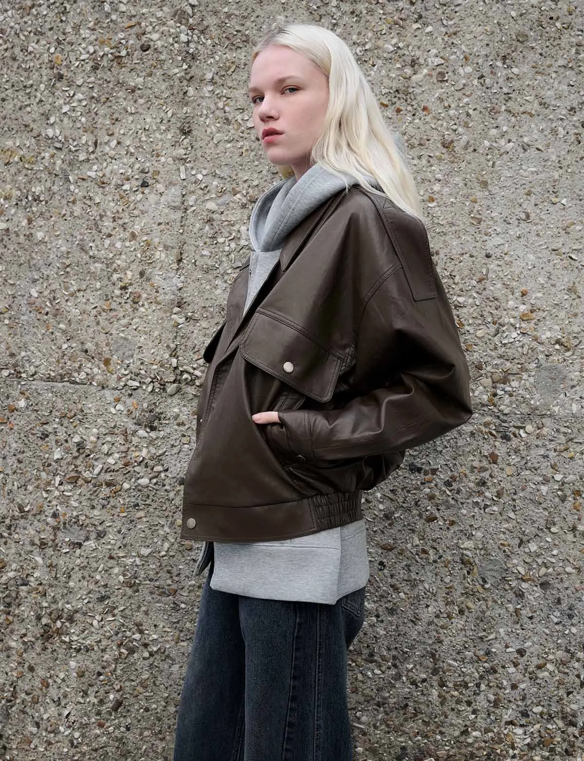 Brown Vintage Style Leather Jacket sold by Pixie Market product image thumbnail 3