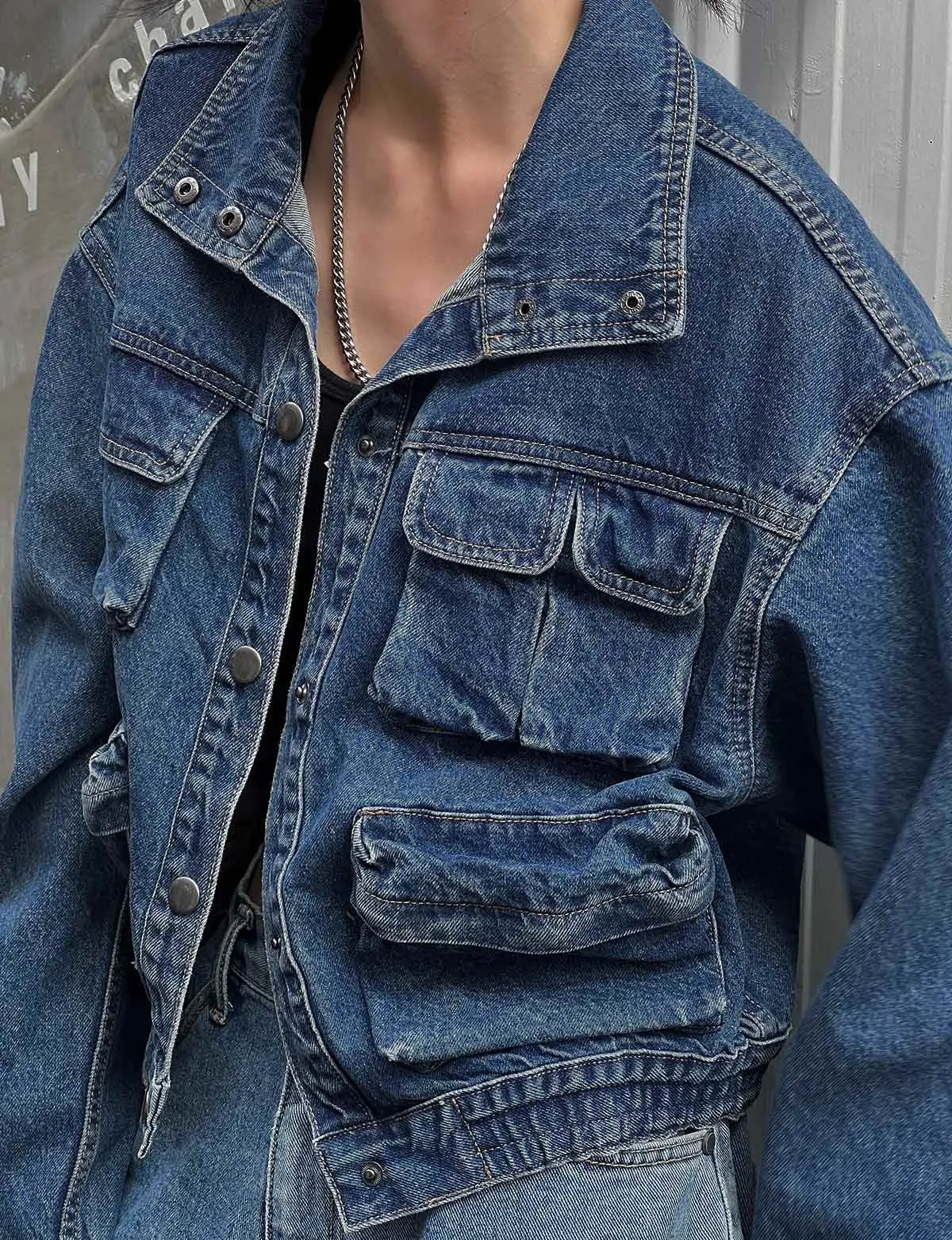 Pocket Denim Bomber Jacket sold by Pixie Market product image thumbnail 2