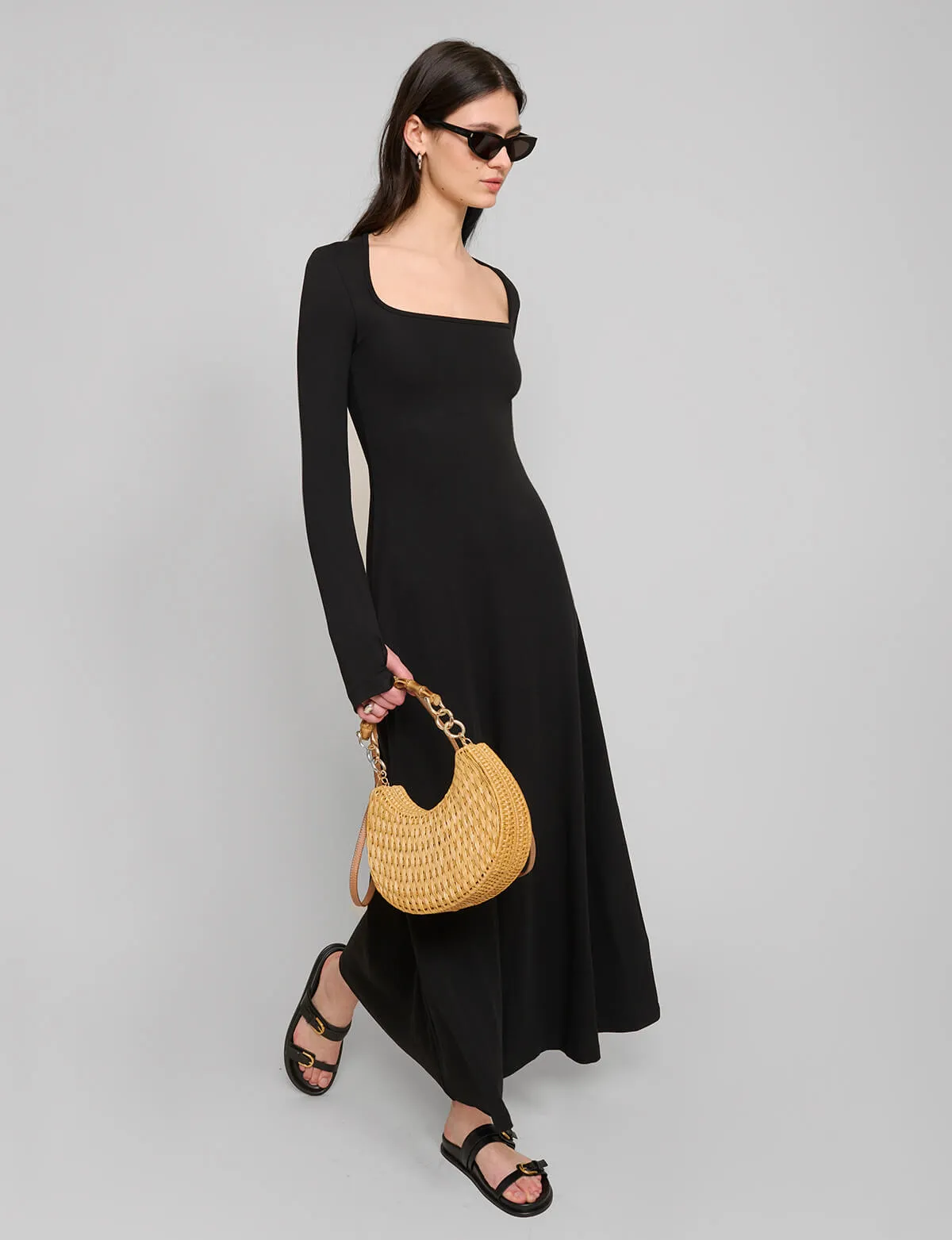 Black Jersey Maxi Dress sold by Pixie Market