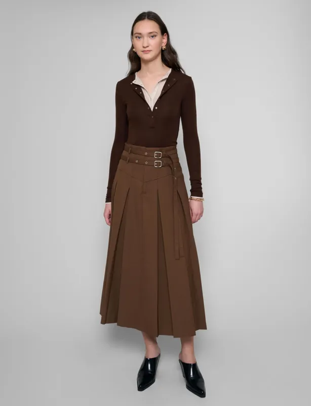 Double Belted Pleated Skirt sold by Pixie Market