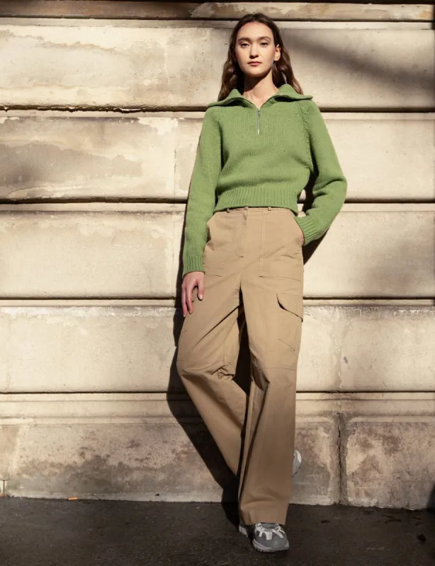 Tan Cargo Straight Leg Pants sold by Pixie Market