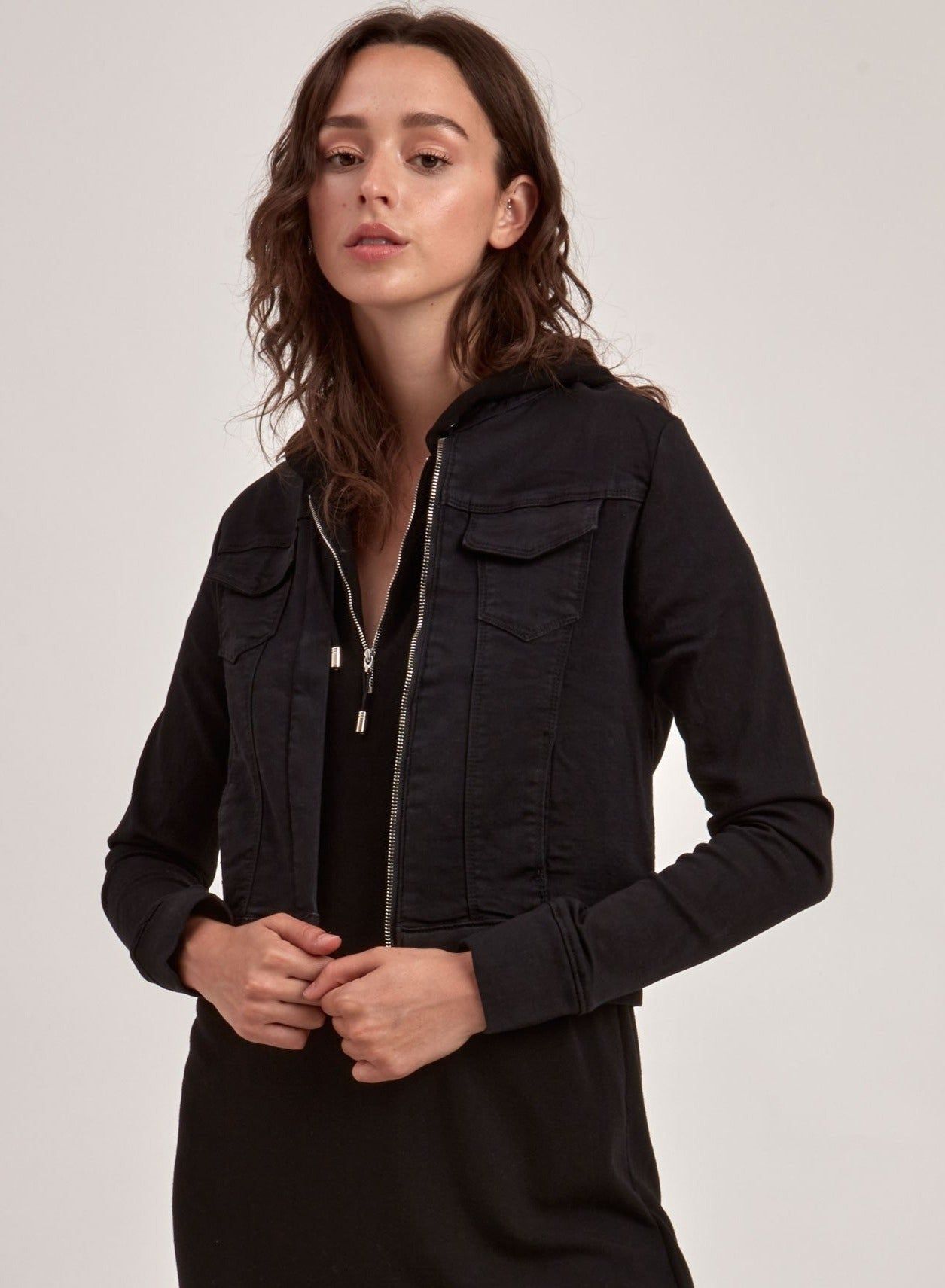 DALIAH | BLACK DENIM JACKET || DALIAH | VESTE EN DENIM NOIR sold by Point Zero