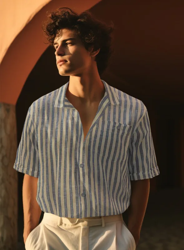LUCAS | Linen Cotton Stripe Shirt || LUCAS | Chemise À Rayures En Lin Et Coton sold by Point Zero