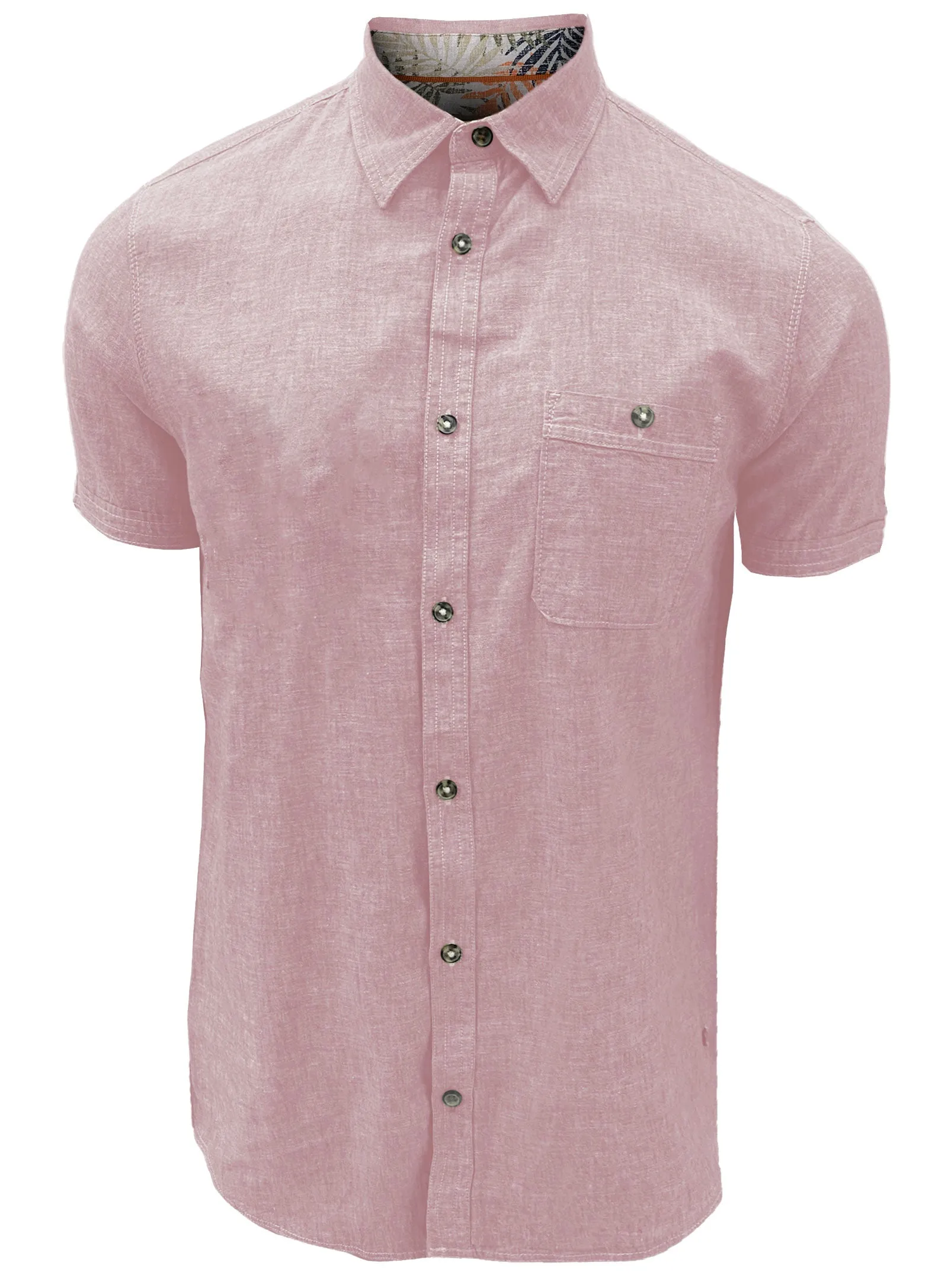 JON | Short-Sleeve Linen Cotton Slub Shirt||JON | Chemise à Manches Courtes En Lin Et Coton sold by Point Zero