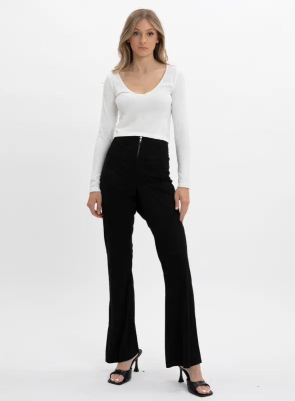 VICKY| Flare pant with zip || VICKY|Pantalon evase avec zip sold by Point Zero