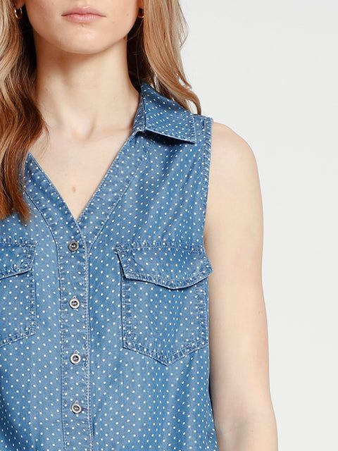 MARA | Sleeveless button front blouse ||MARA | Chemisier boutonné sans manches sold by Point Zero product image thumbnail 5