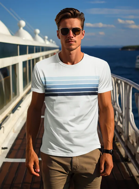 TARY | Semi fit stripes print t-shirt || TARY | T-shirt semi-fit imprimé rayures sold by Point Zero