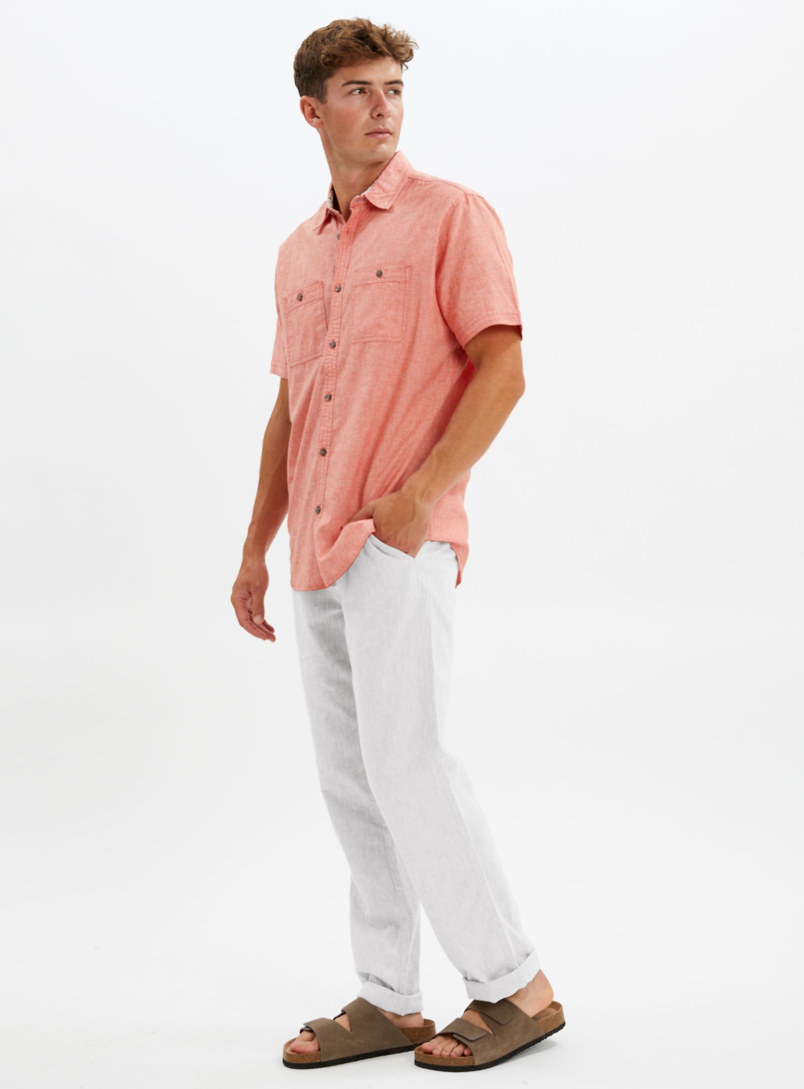 LINEKER | Two tone linen pants || LINEKER | Pantalon deux ton en lin sold by Point Zero