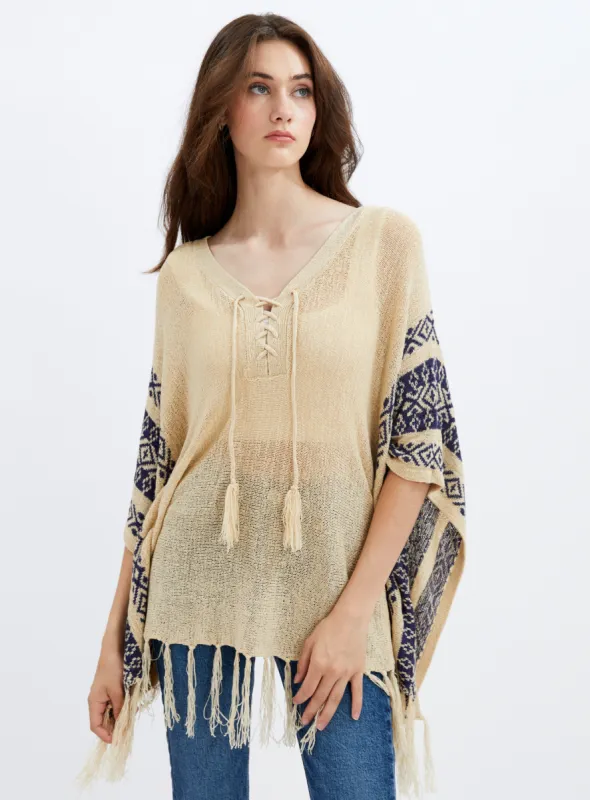 ARIA | Lace-up Poncho Shirt || ARIA  |Chemise Poncho à Lacets sold by Point Zero