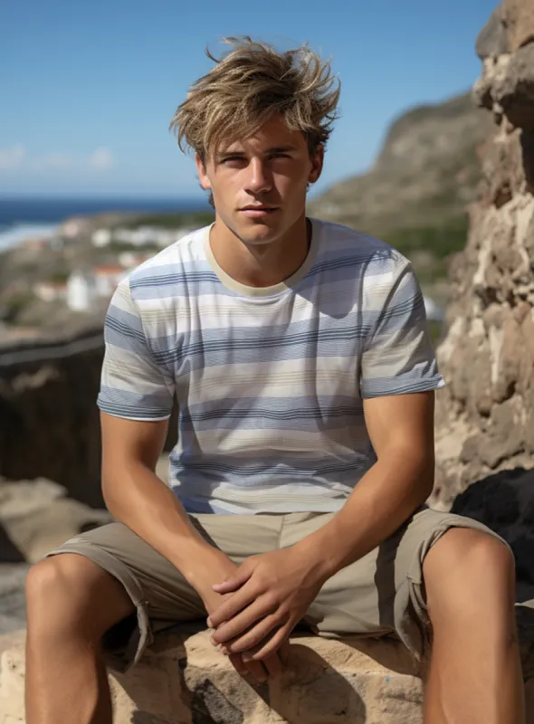 BIL | Short sleeve crewneck stripes t-shirt || BIL | T-shirt manches courtes col rond rayures sold by Point Zero