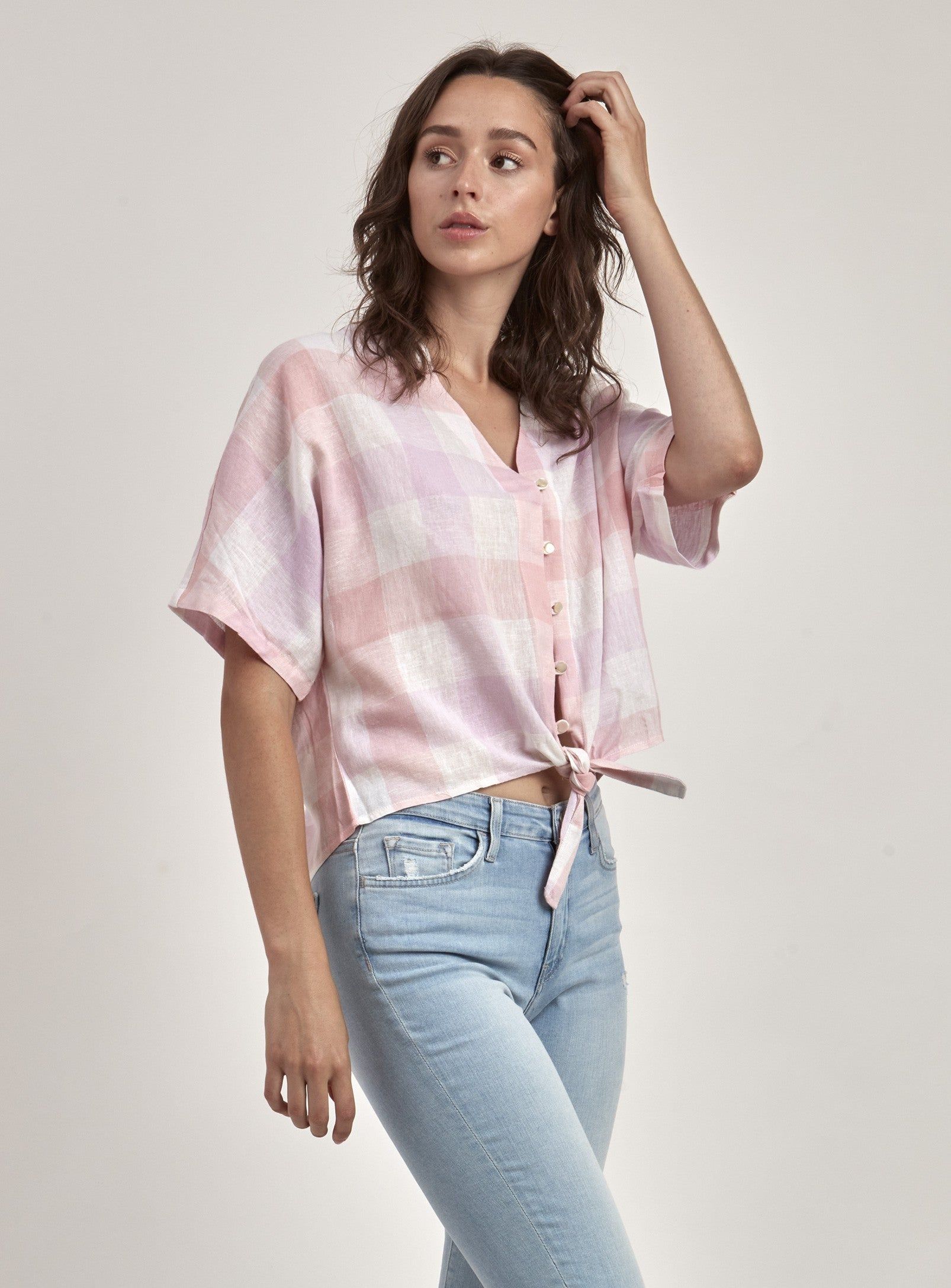 BIBITH | PLAID LINEN TOP || BIBIT | TOP EN LIN À CARREAUX sold by Point Zero product image thumbnail 4