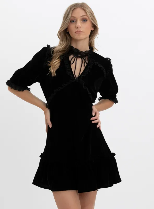 DIANA | Velvet Dress With Ruffles || DIANA | Robe En Velours à Volants sold by Point Zero