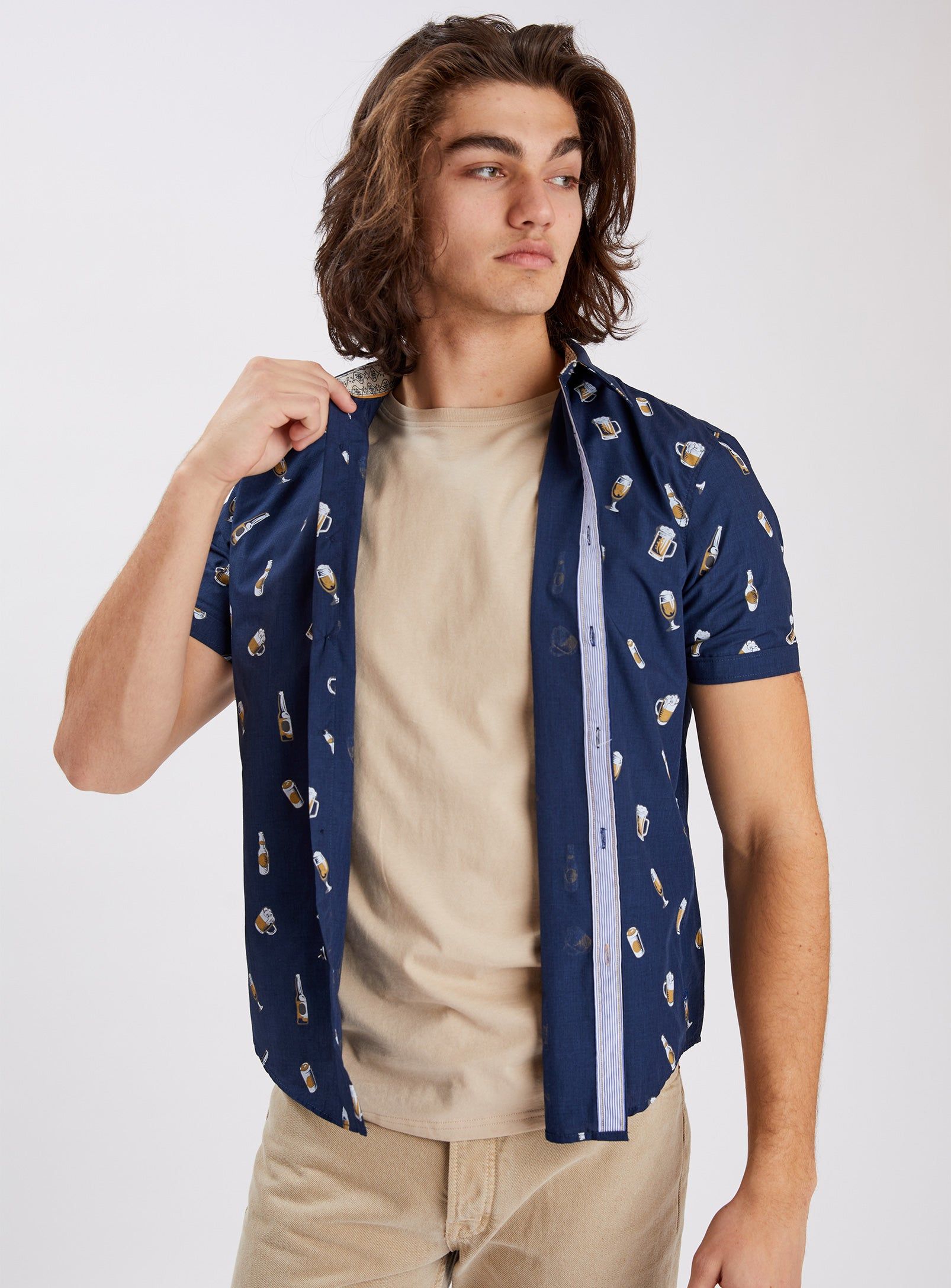 CHEERS| Tuck-out easy iron shirt ||CHEERS | Chemise Repassage facile imprimée sold by Point Zero