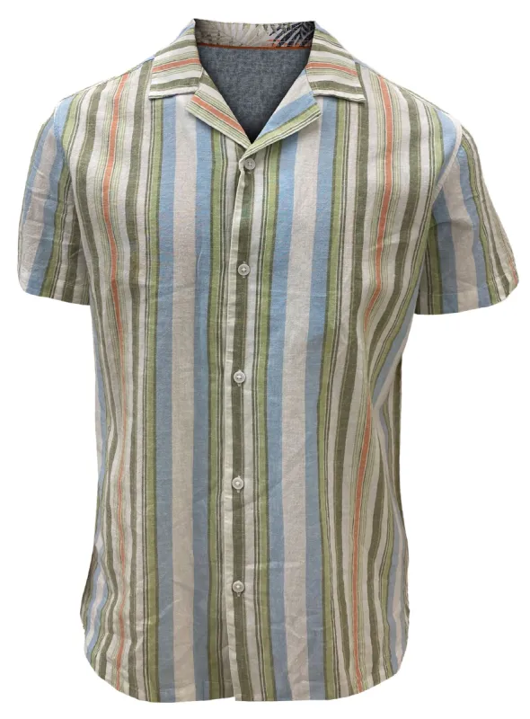 JORDAN| Linen Cotton striped short-sleeve shirt||JORDAN|Chemise à rayures en lin et coton à manches courtes. sold by Point Zero