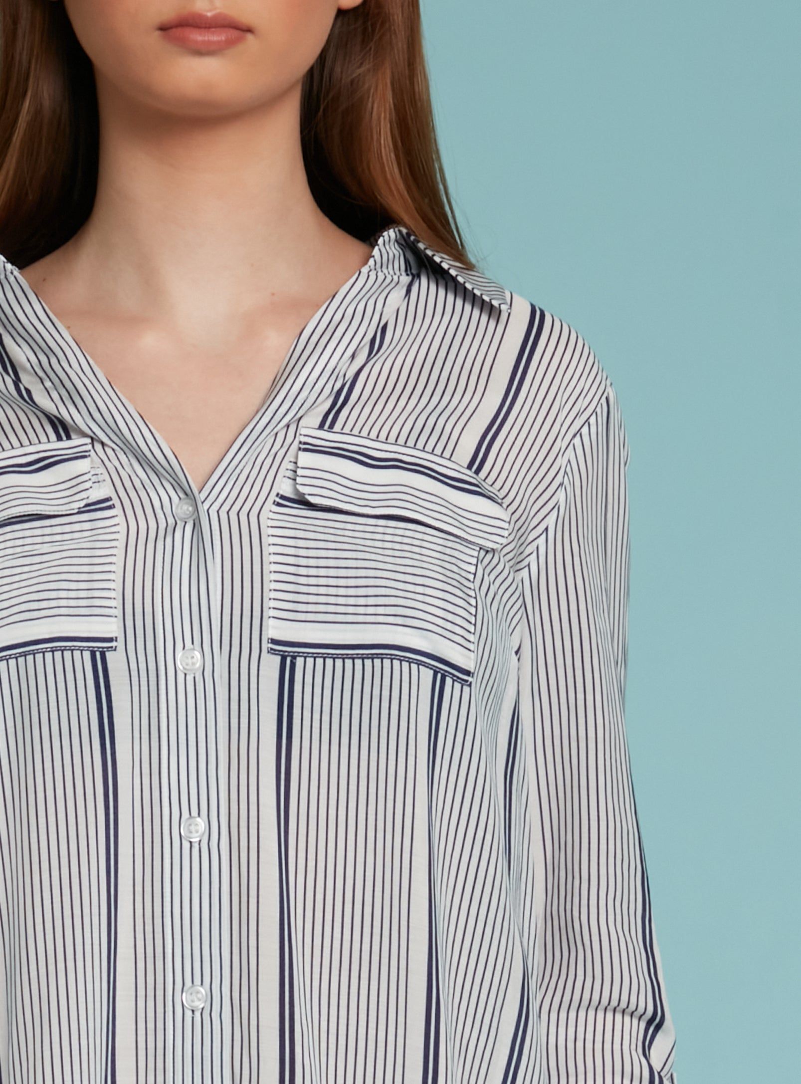 PILA | Striped button front blouse ||PILA | Blouse boutonnée à rayures sold by Point Zero product image thumbnail 5