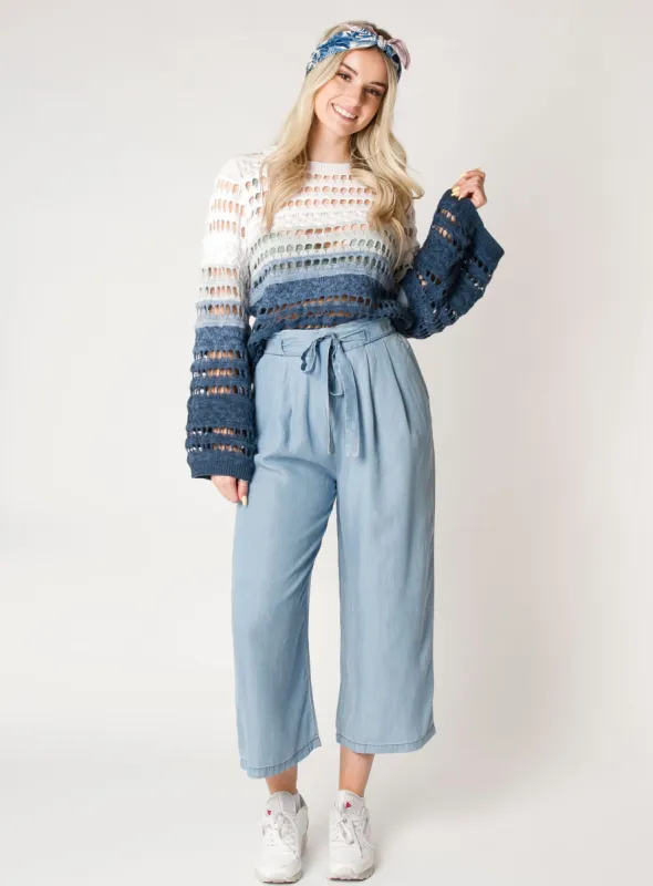 ELIX| cropped wide pants||ELIX | pantalon large court sold by Point Zero