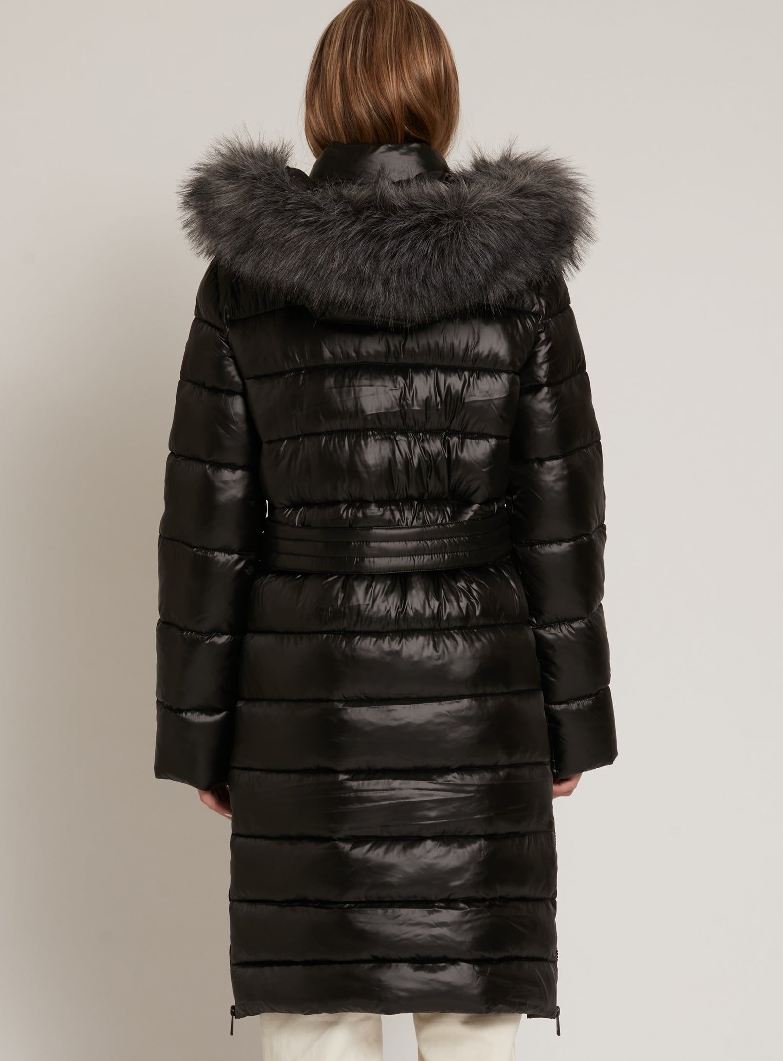 ELODIE |Maxi-length belted hooded puffer jacket || ELODIE | doudoune de longueur maxi ceinturée à capuche sold by Point Zero product image thumbnail 3