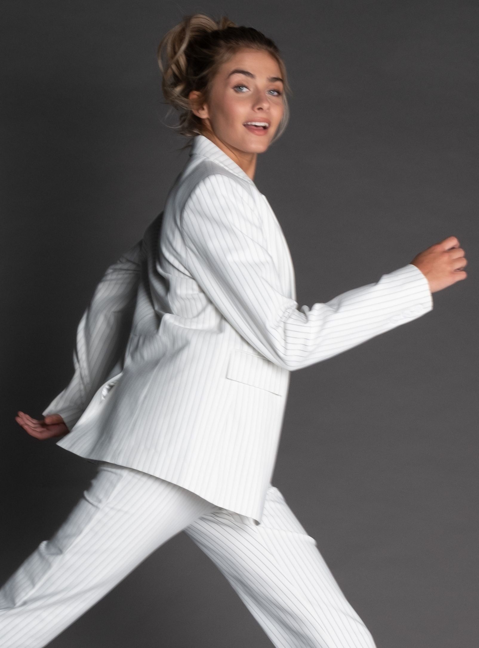 MARIAH | PIN STRIPE WHITE BLAZER sold by Point Zero