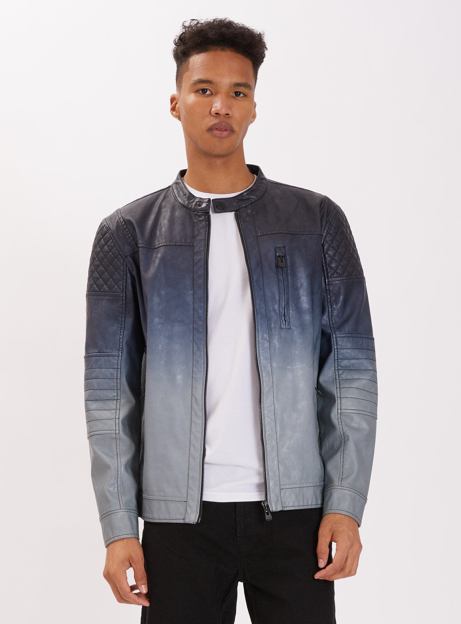 VEGASON | Dip dye vegan leather jacket || VEGASON | Veste en cuir végétalien dip-dye sold by Point Zero