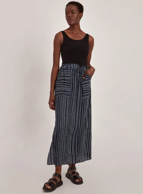 MAXA | MAXI NAVY STRIPED SKIRT sold by Point Zero