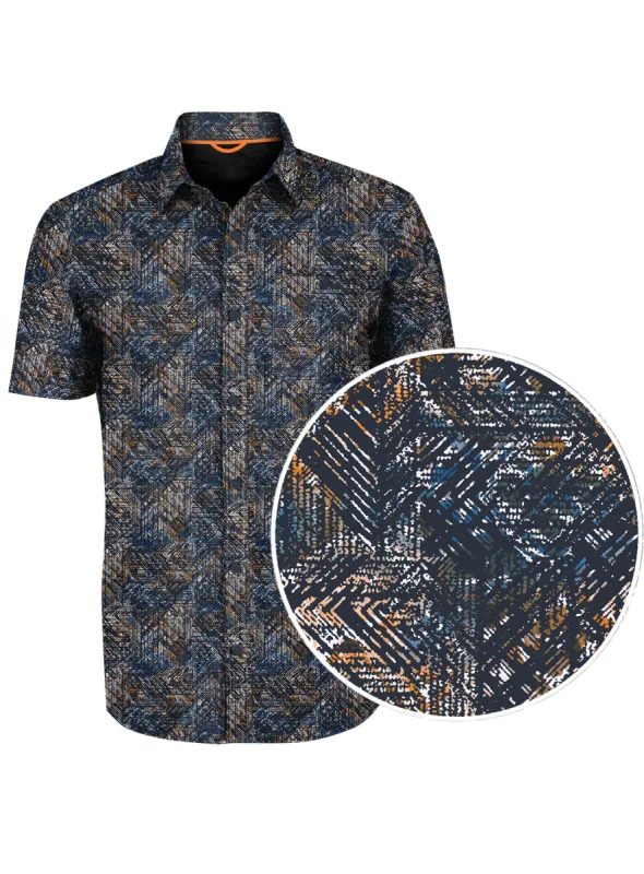 LARRY|Recycled stretch dry edition printed Shirt||LARRY| Chemise imprimée édition sèche extensible recyclée sold by Point Zero